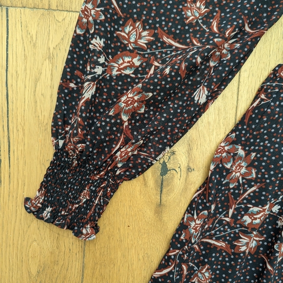 o.p.t. Classic Smocked Maxi Dress NWT size XS long sleeves and leg slit - Picture 4 of 7